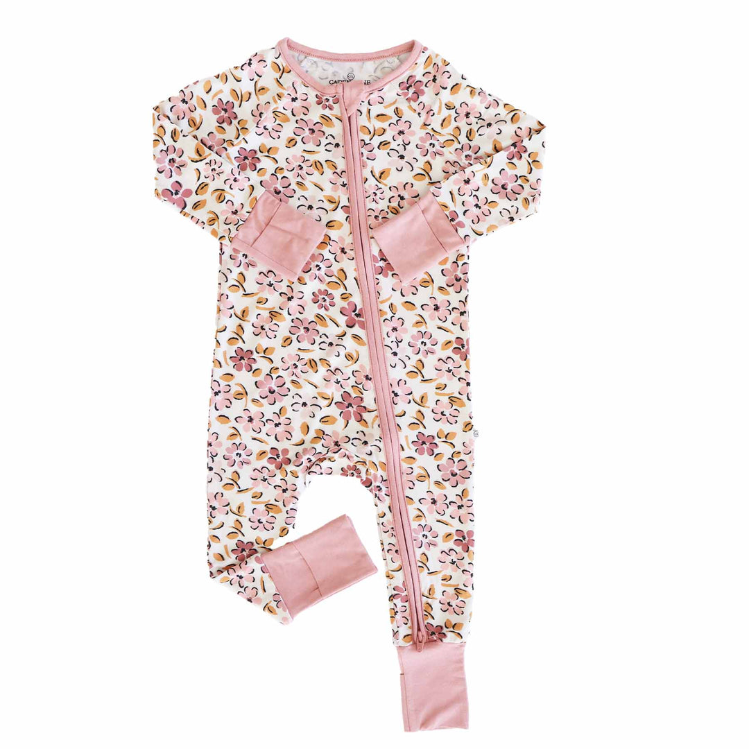 mauvelous meadow convertible baby zipper romper 