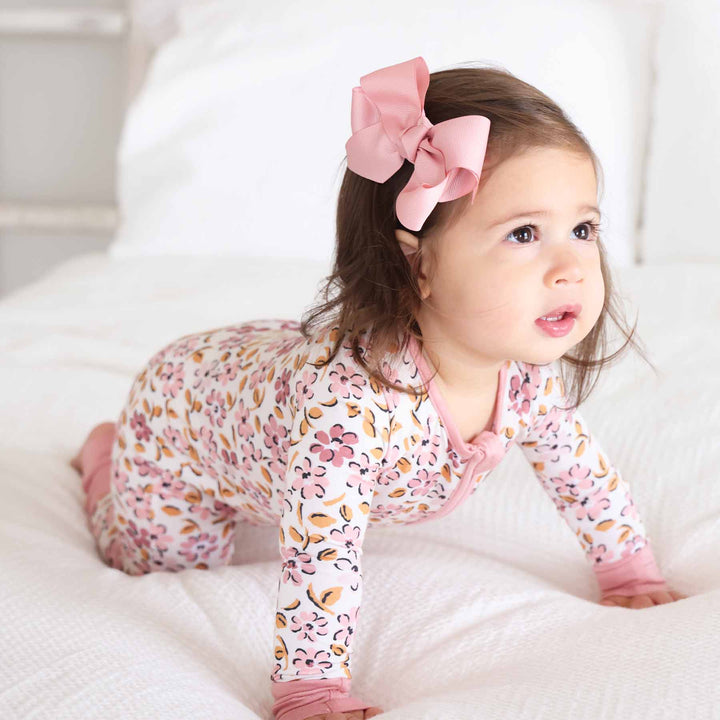 mauvelous meadow baby zipper romper made of bamboo 