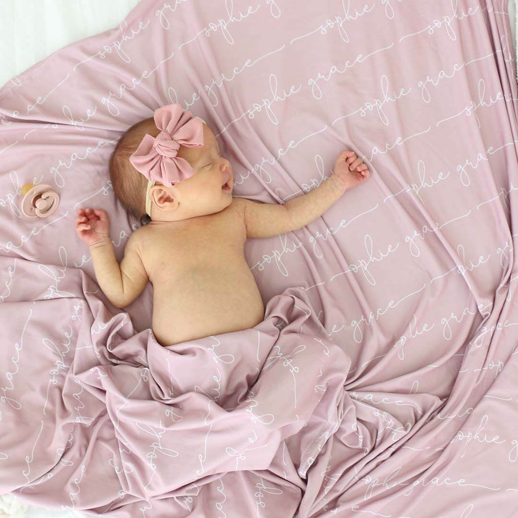 Personalized Name Swaddle Blanket Script