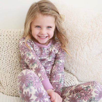 maya's moody floral two piece pajama set for kids made of bamboo 