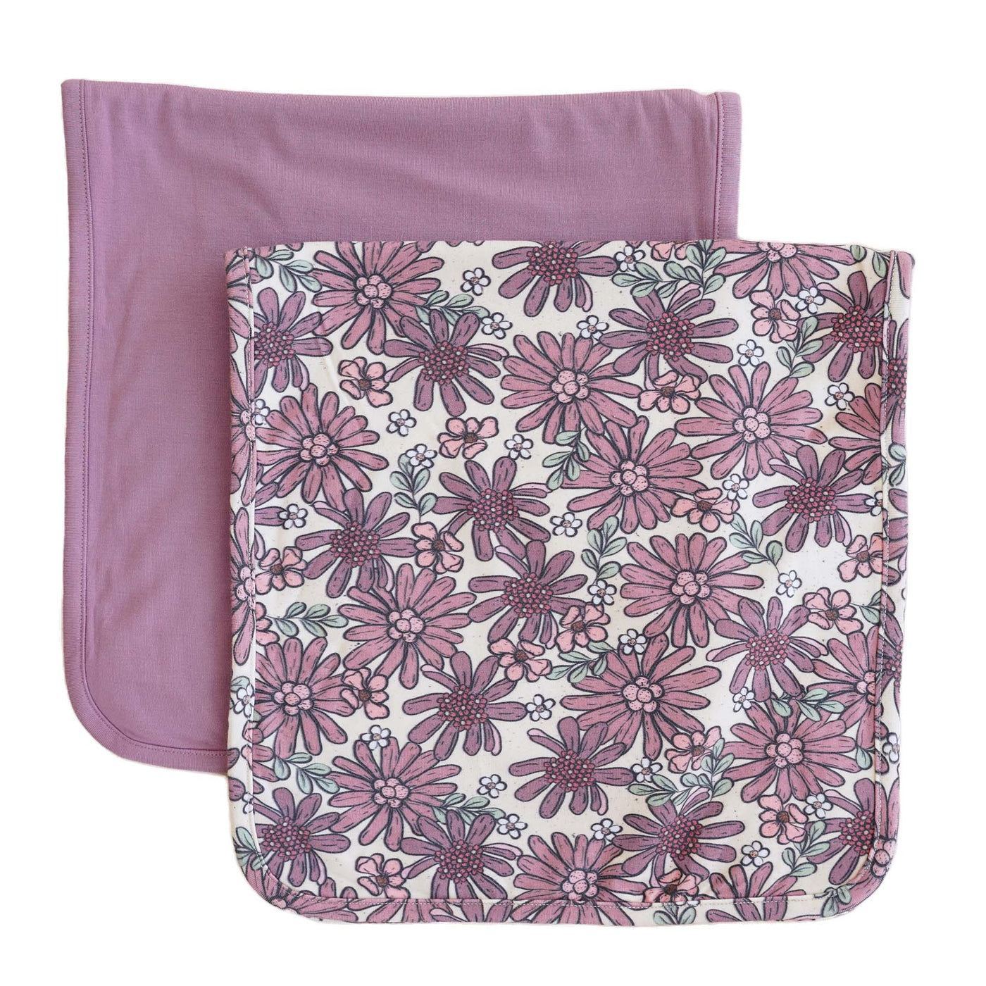 purple floral burp cloth set 