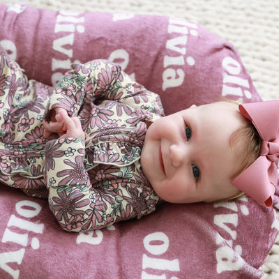 maya' moody floral zipper ruffle footie for babies 