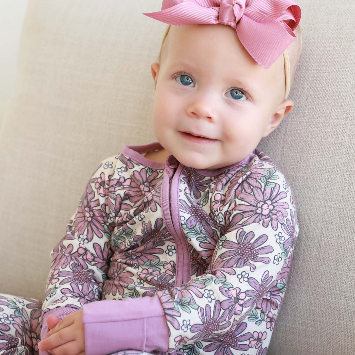 purple floral pajama for baby 