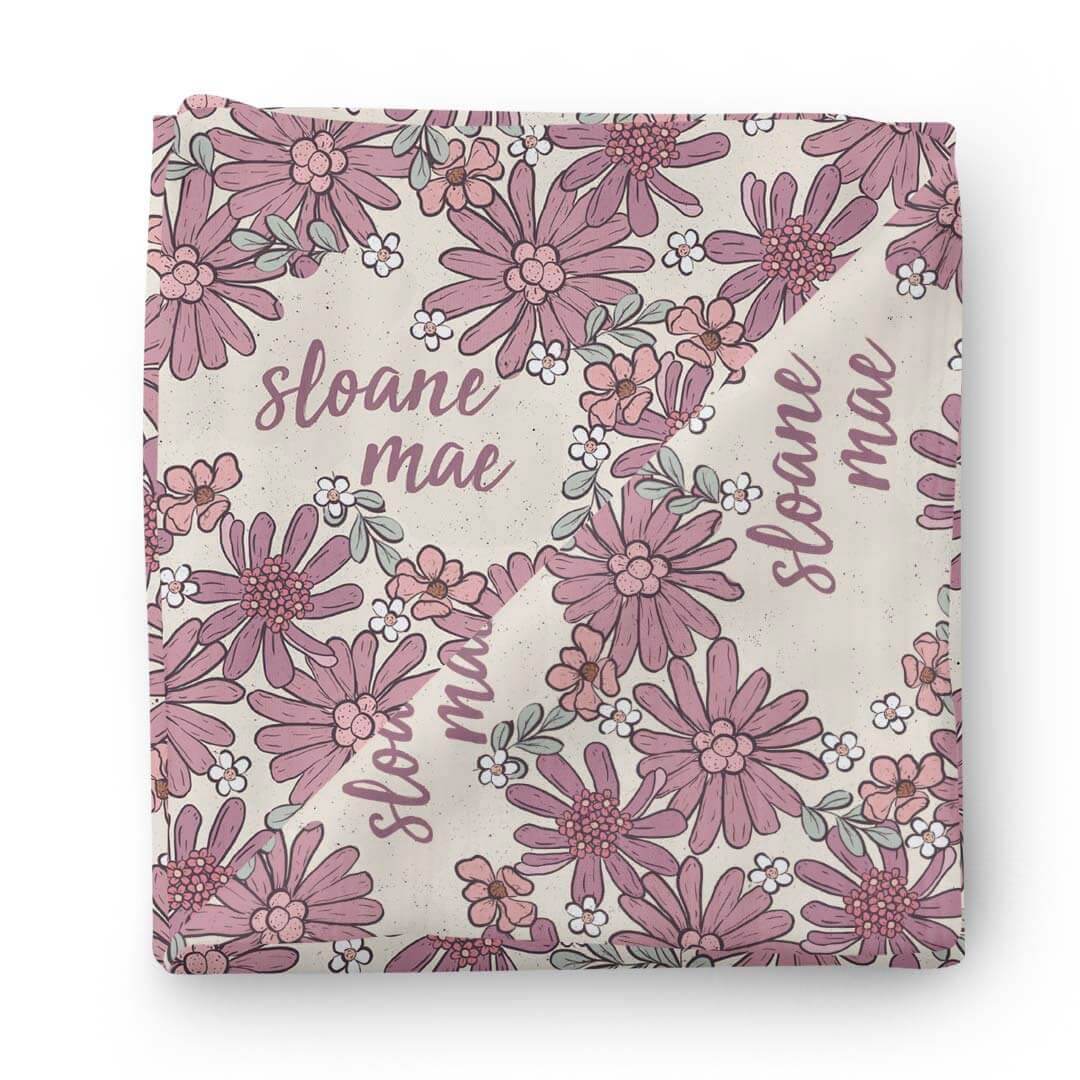 Maya's Moody Floral Personalized Swaddle Blanket