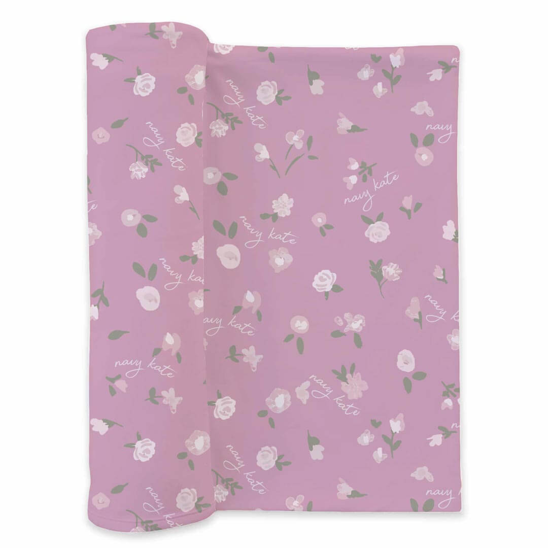 medium pink floral personalized swaddle for babies 