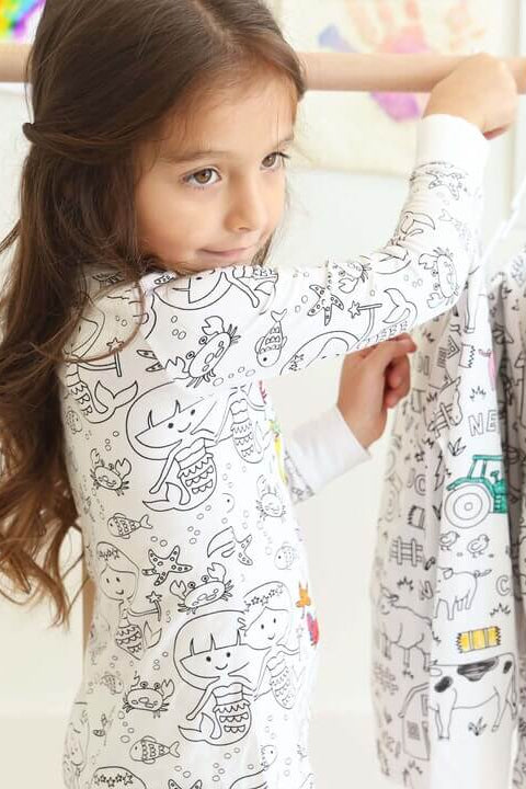 Colorable Two Piece Pajama Set | Mermaid Magic
