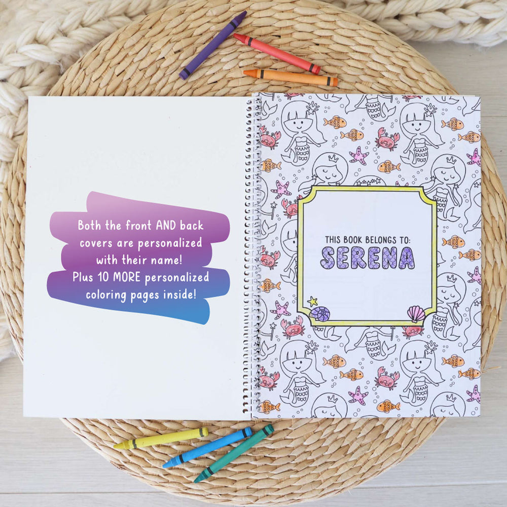 mermaid personalized coloring book for kids 