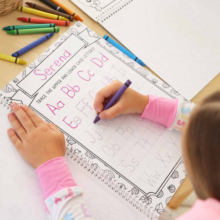personalized coloring book for kids with traceable letters 