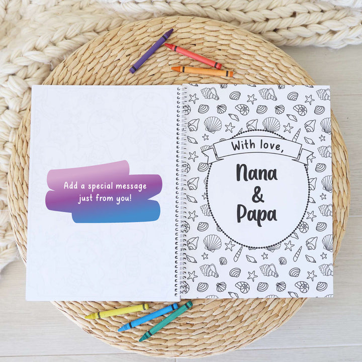 personalized message in mermaid coloring book for girls 