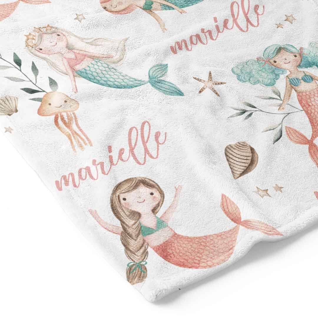 Artsadd Personalized Name Blanket for Kids, Custom Photo Blanket Mermaid  Gifts for Girls, Customized Little Mermaid Blanket for Kids Toddler  Newborn
