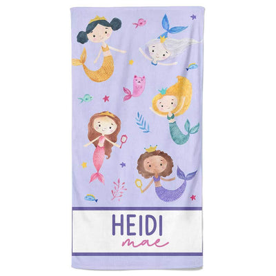 mermaid tales personalized towel 
