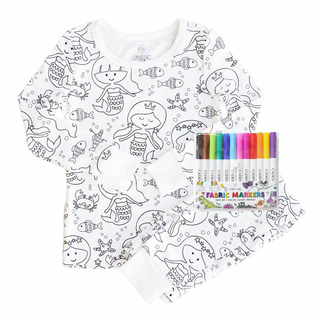Colorable Two Piece Pajama Set | Mermaid Magic