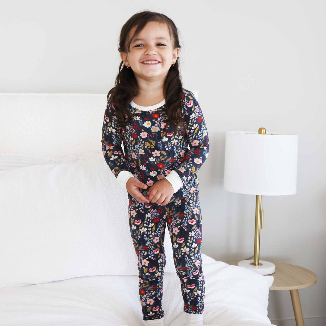 midnight meadow kids two piece pajama set 