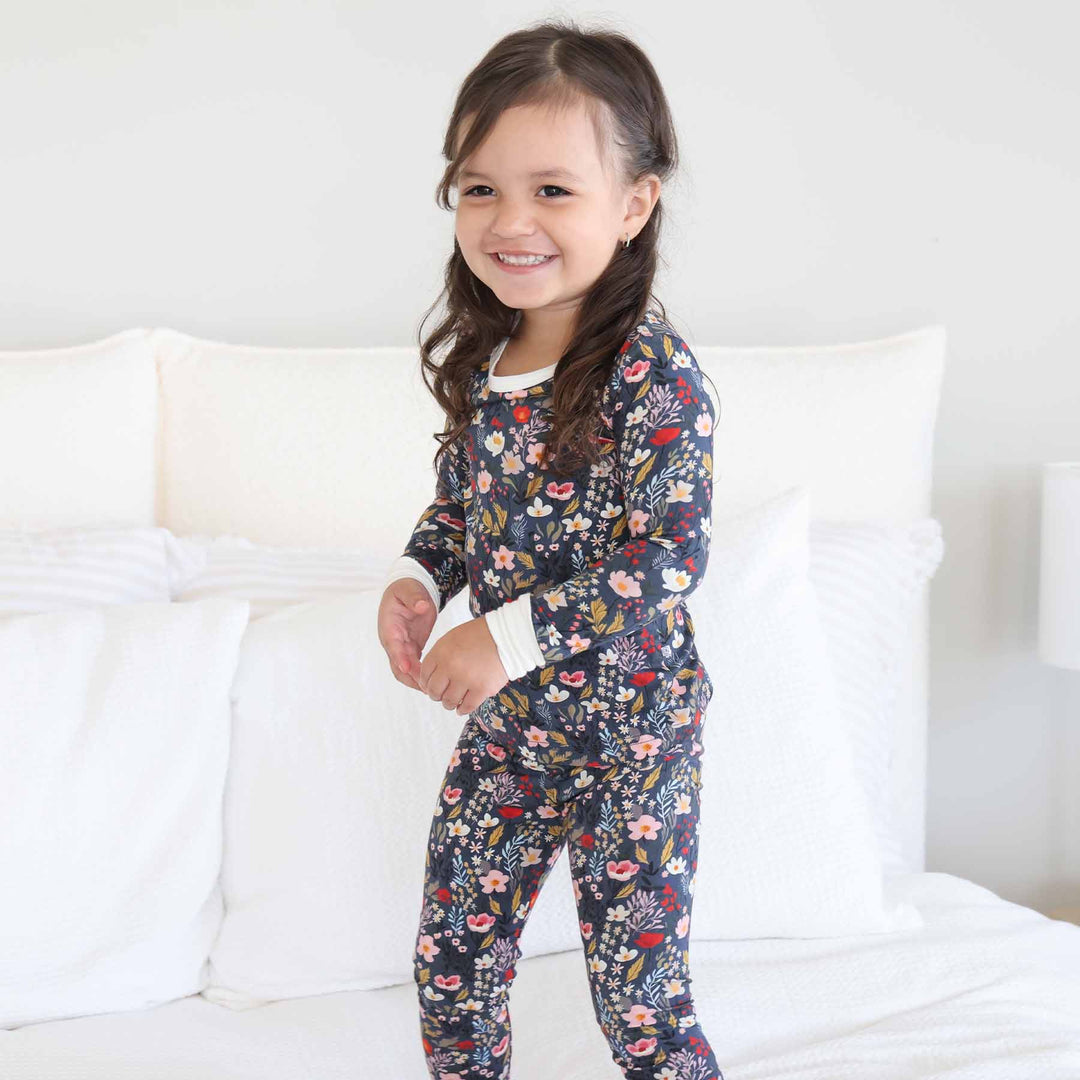 midnight meadow two piece pajama set