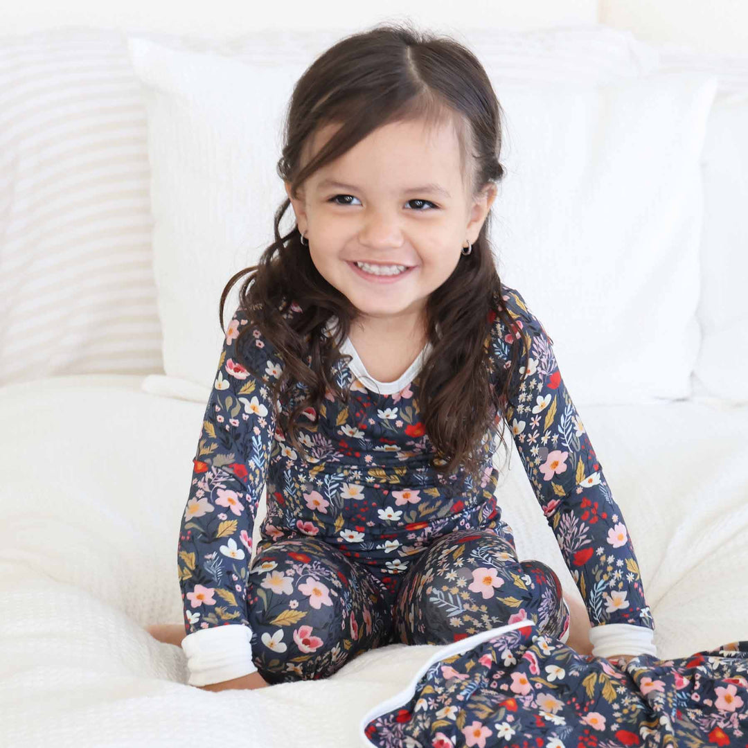 kids two piece pajama set multicolor floral