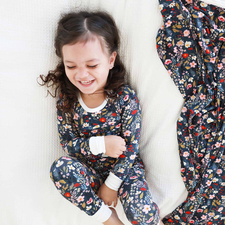 midnight meadow two piece pajama set for kids