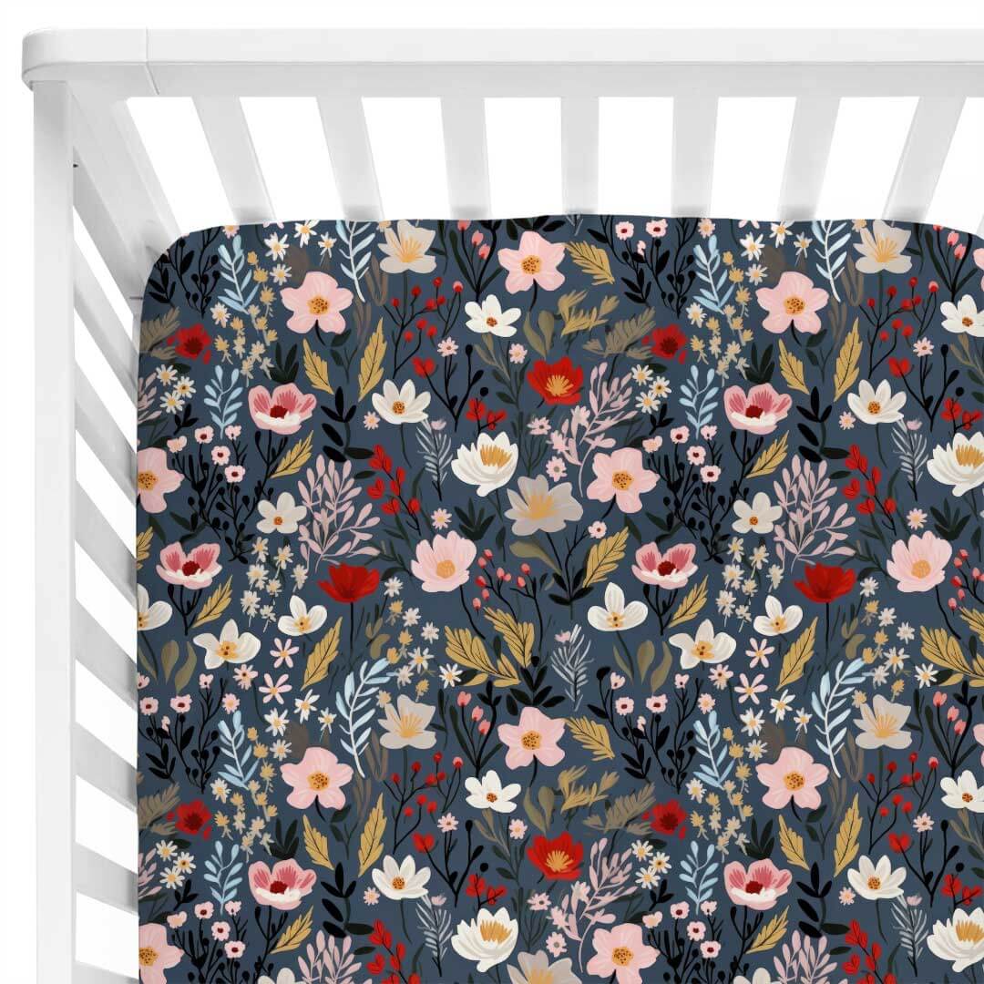 midnight meadow crib sheet for babies