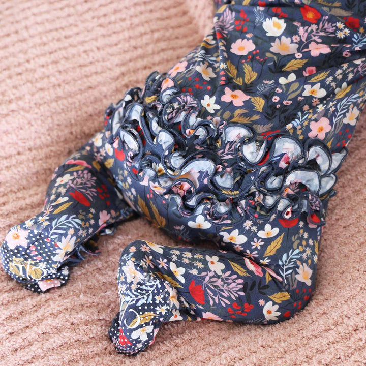 midnight meadow zipper footie for babies