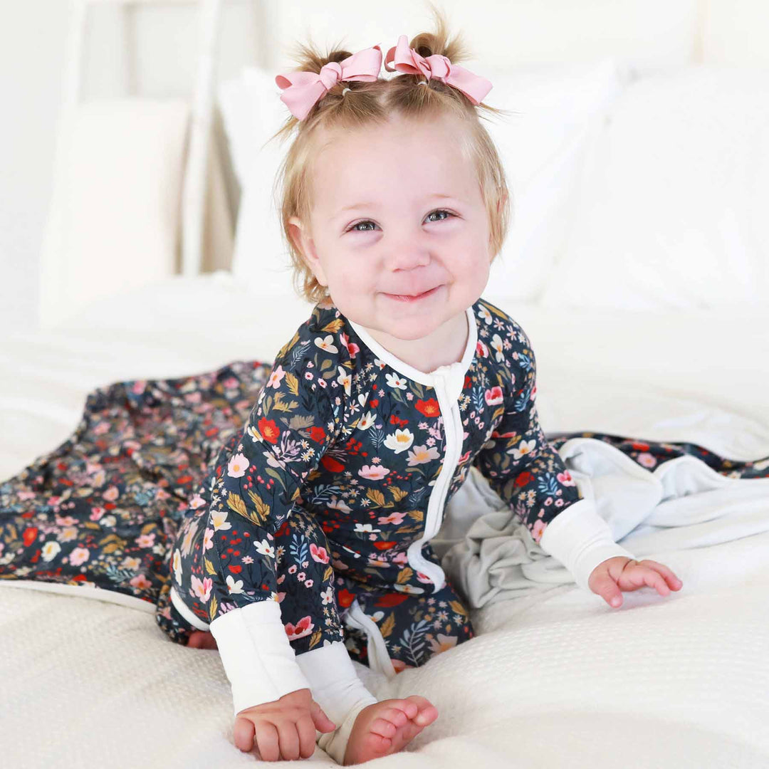 midnight meadow baby pajama romper