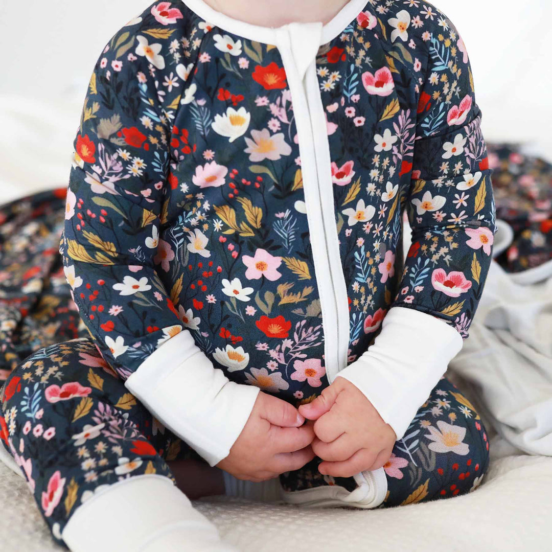 midnight meadow pajama romper