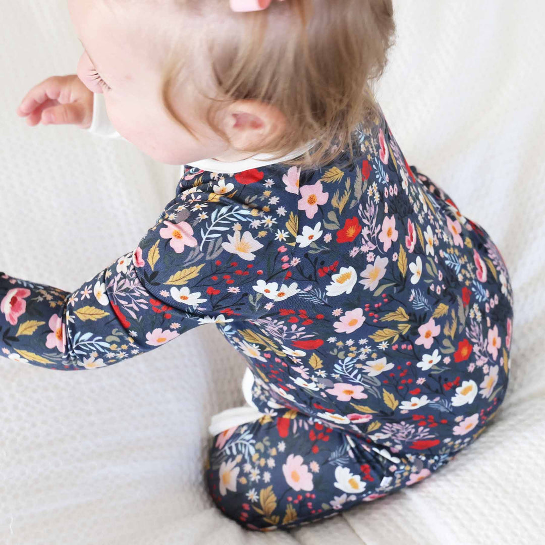 baby girl pajama romper fall floral