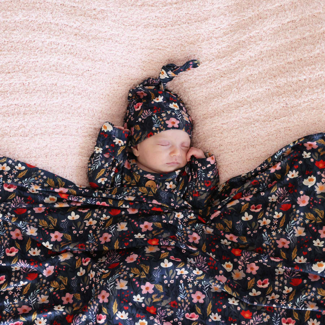 baby girl oversized floral swaddle blanket for newborns