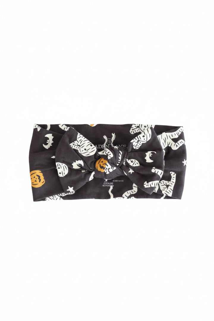 midnight mummies knit large bow headwrap