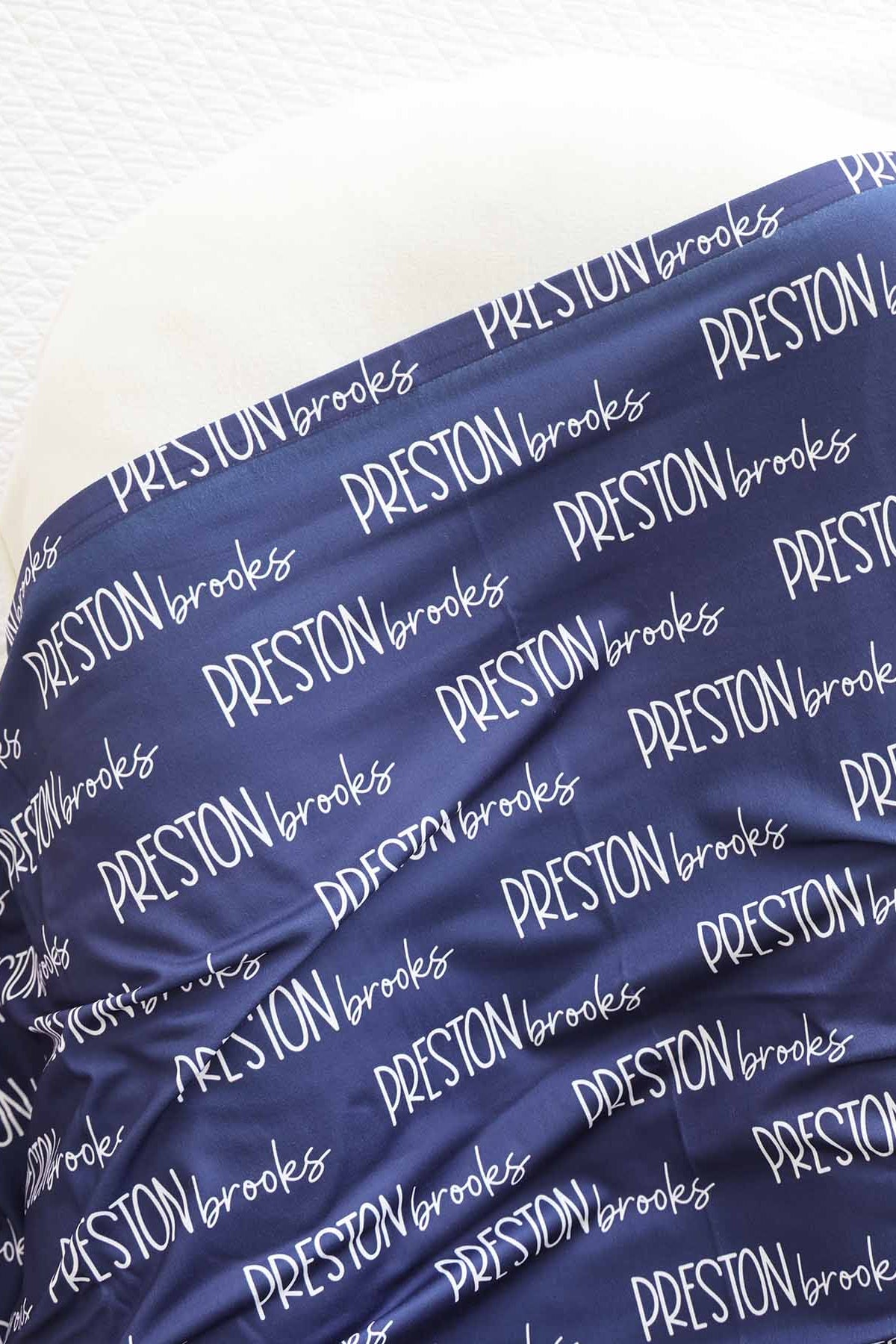 midnight personalized baby name swaddle blanket 