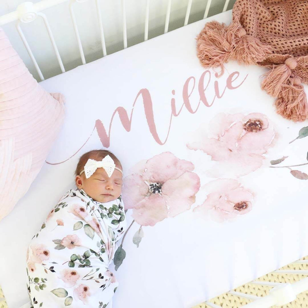 Millies Dusty Garden Personalized Crib Sheet