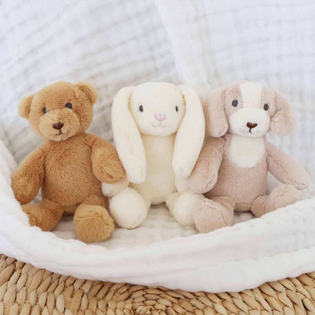 bear, bunny and puppy mini stuffed animals