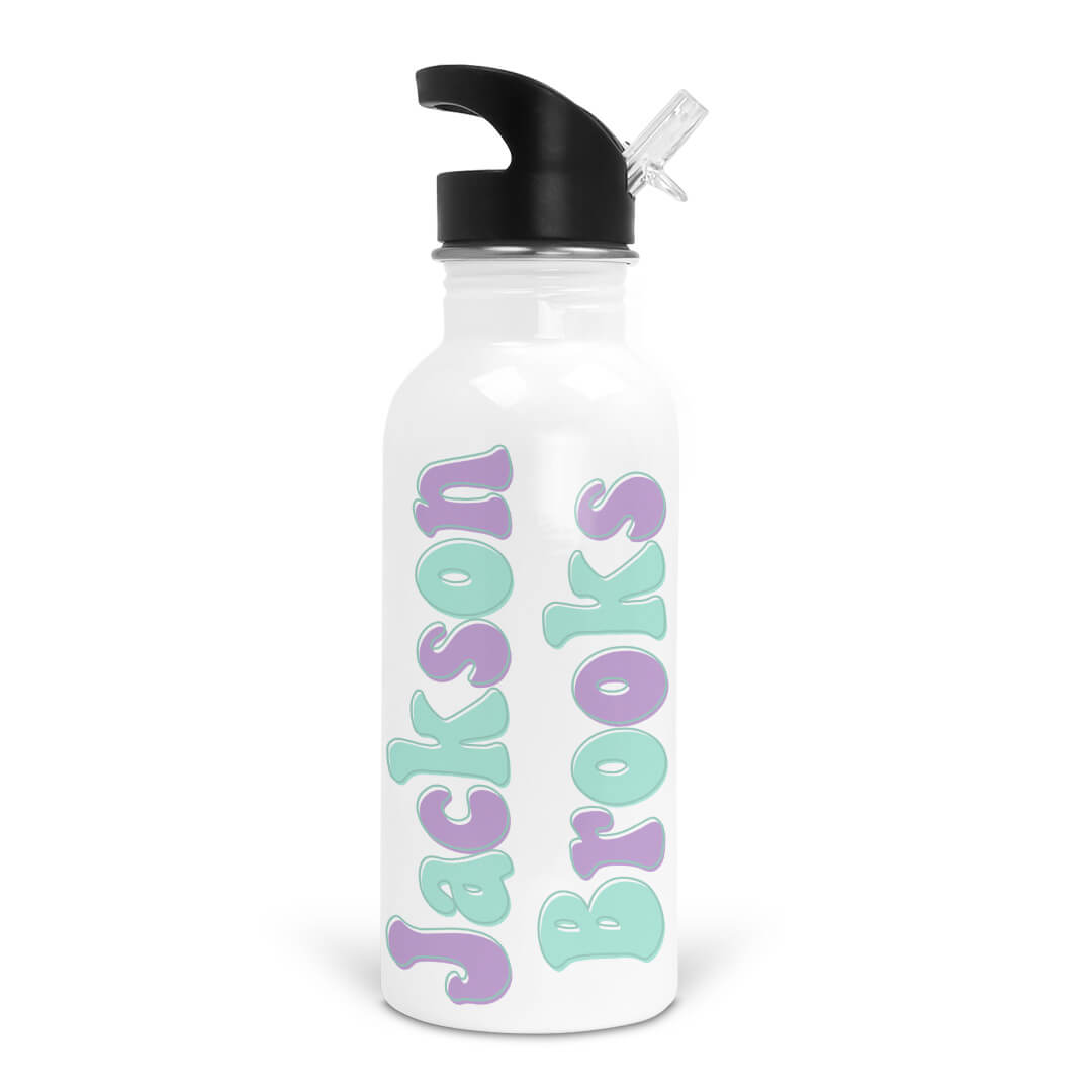 all checked out personalized kids water bottle 