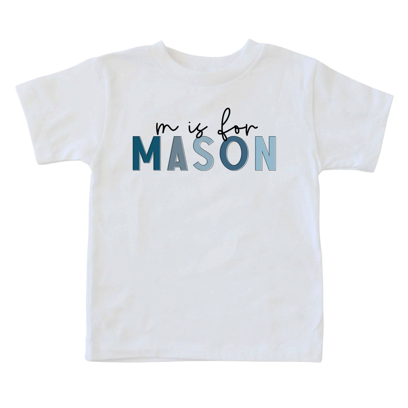 m is for mason color block kids graphic tee 