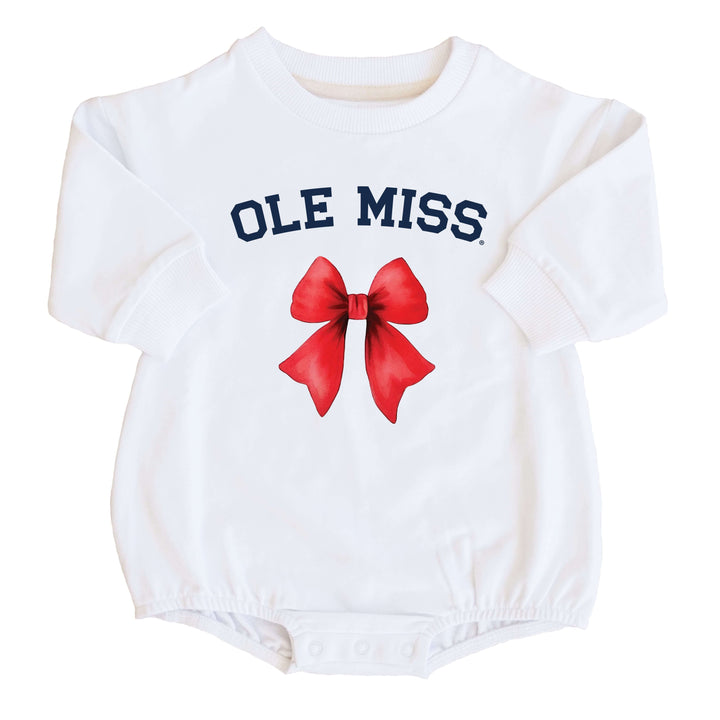 University of Mississippi | Footballs & Bows Graphic Sweatshirt Bubble Romper