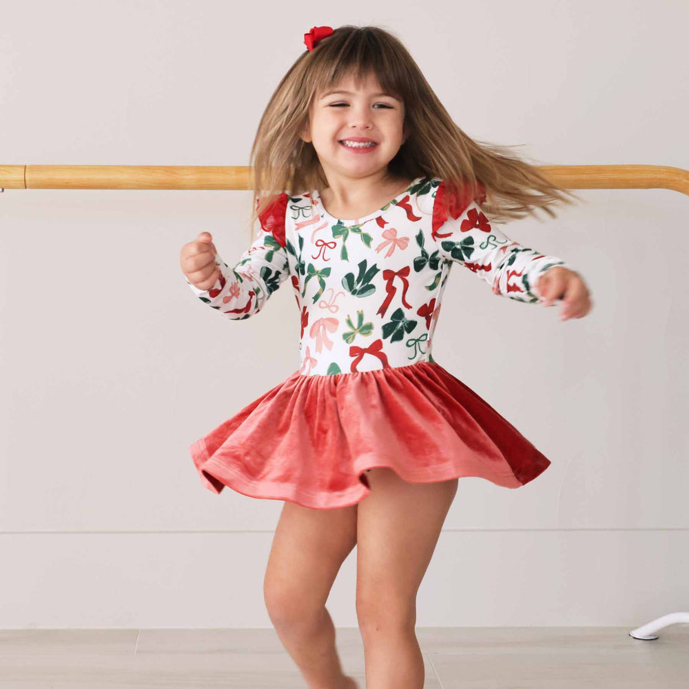 christmas bow leotard for girls 