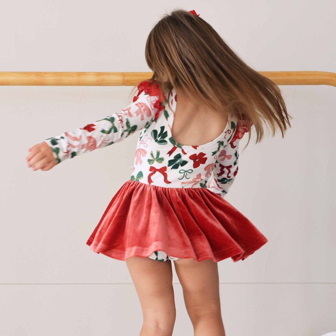 red and green long sleeve dance leotard for girls 