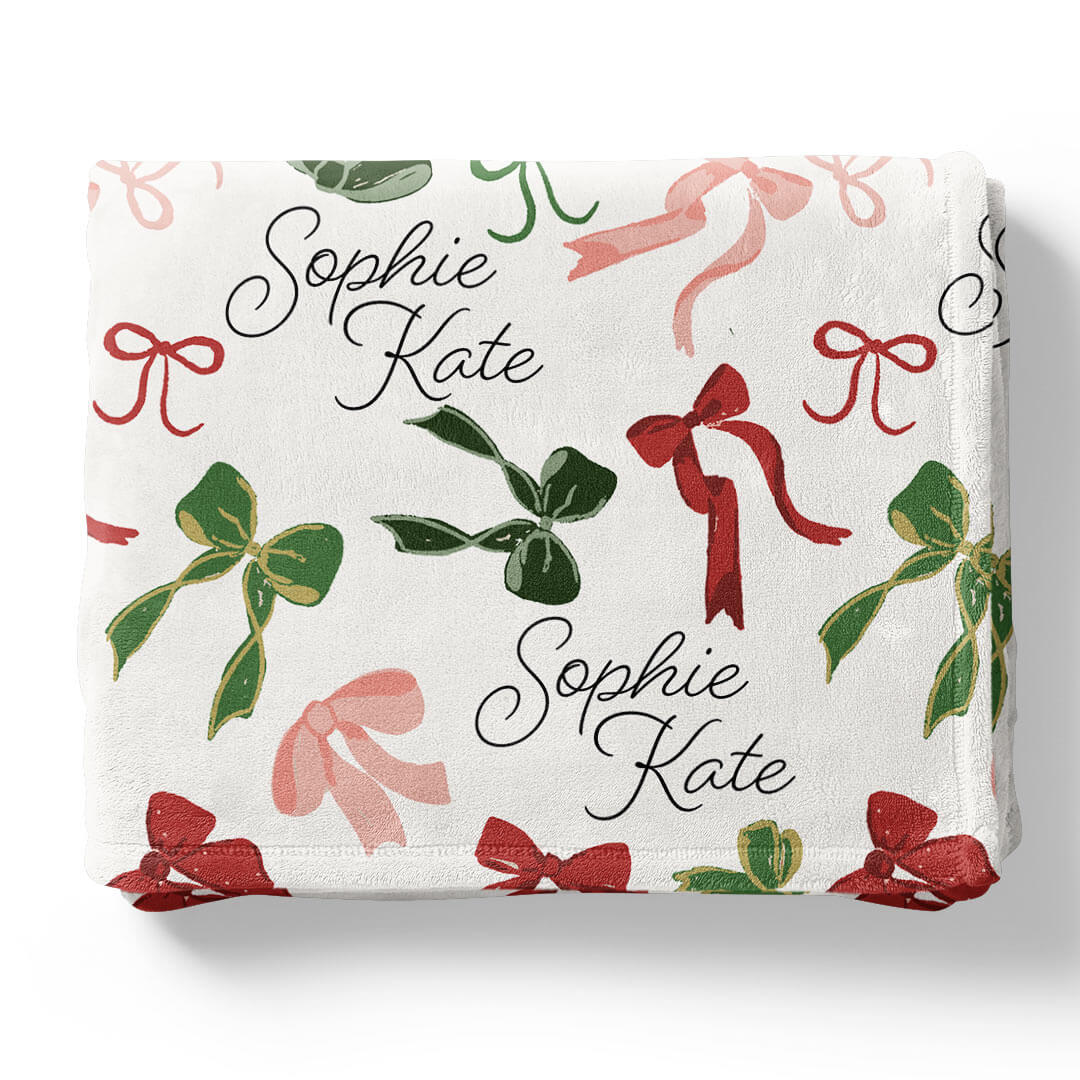 mistletoe bows personalized kids blanket