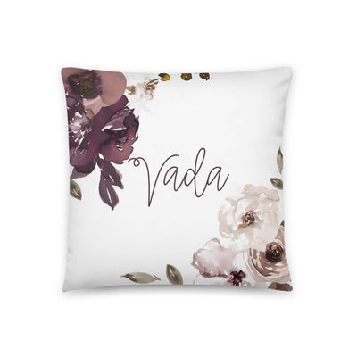 personalized purple floral pillow