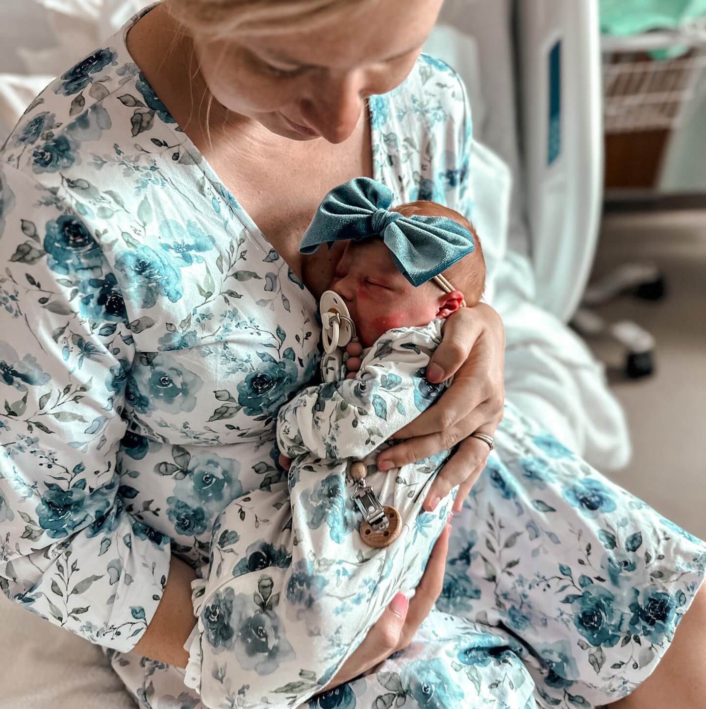 Rose Floral Labor & Delivery Hospital Gown with Matching Mom Robe