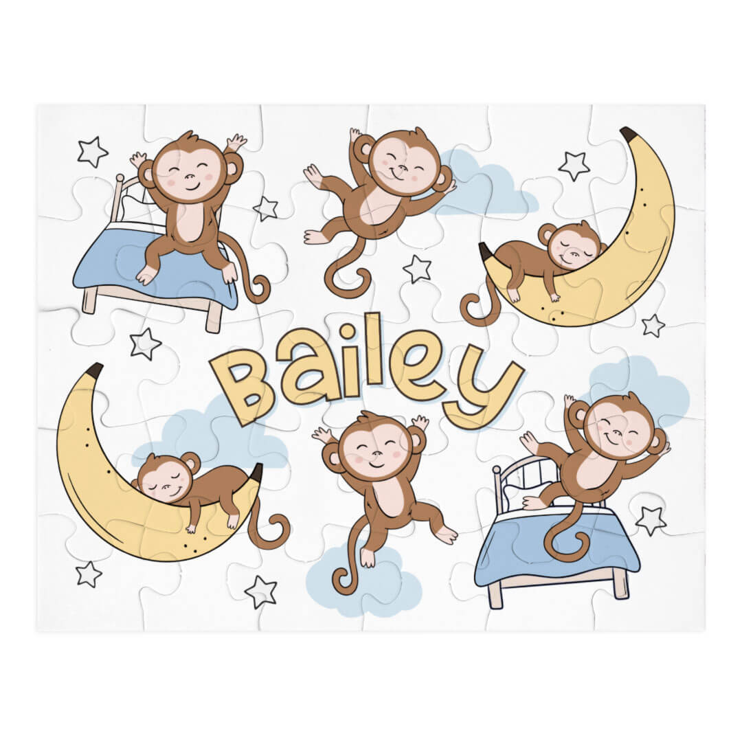 Kids Personalized 30 Piece Puzzle | Monkey See, Monkey Snooze