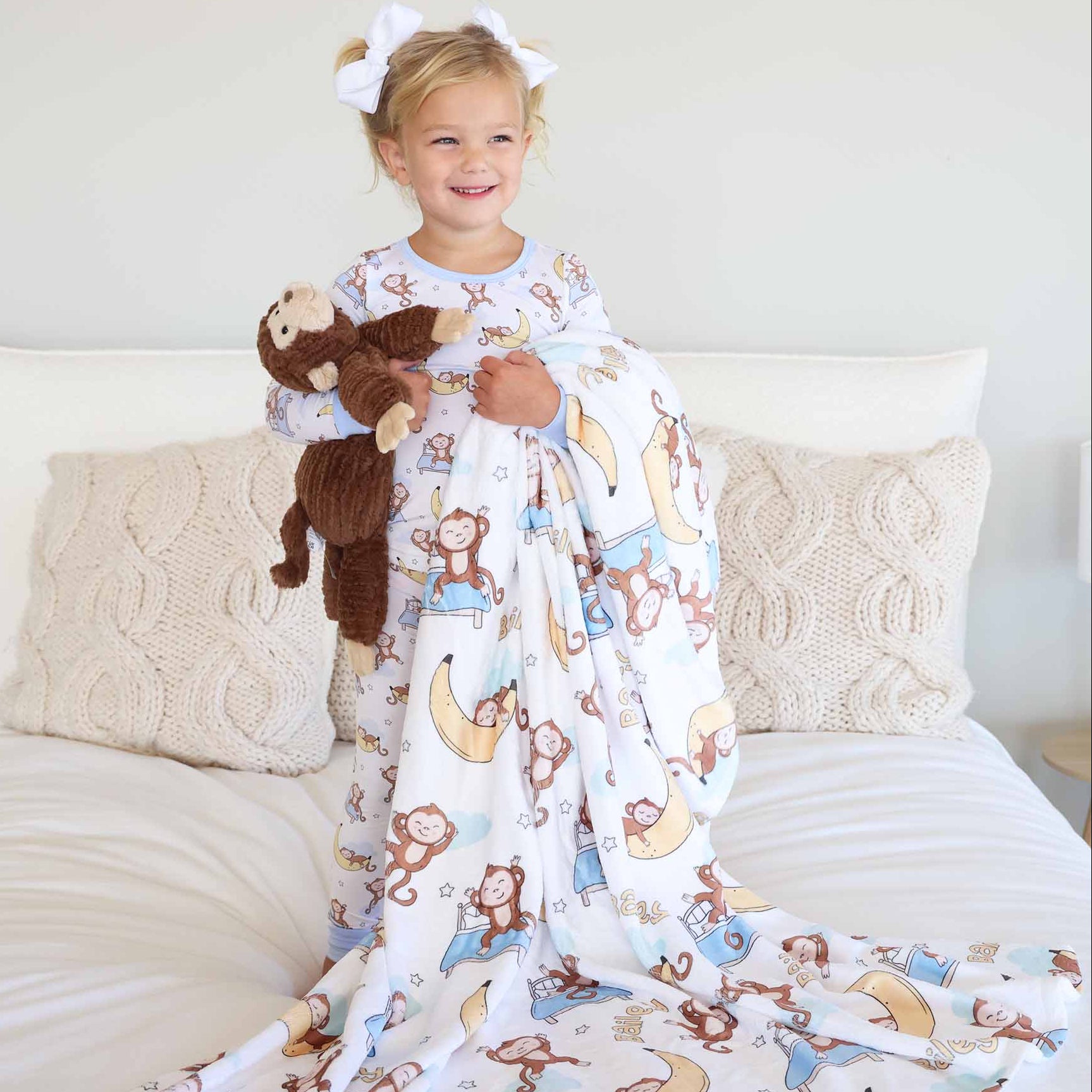 Monkey See, Monkey Snooze Personalized Kids Blanket