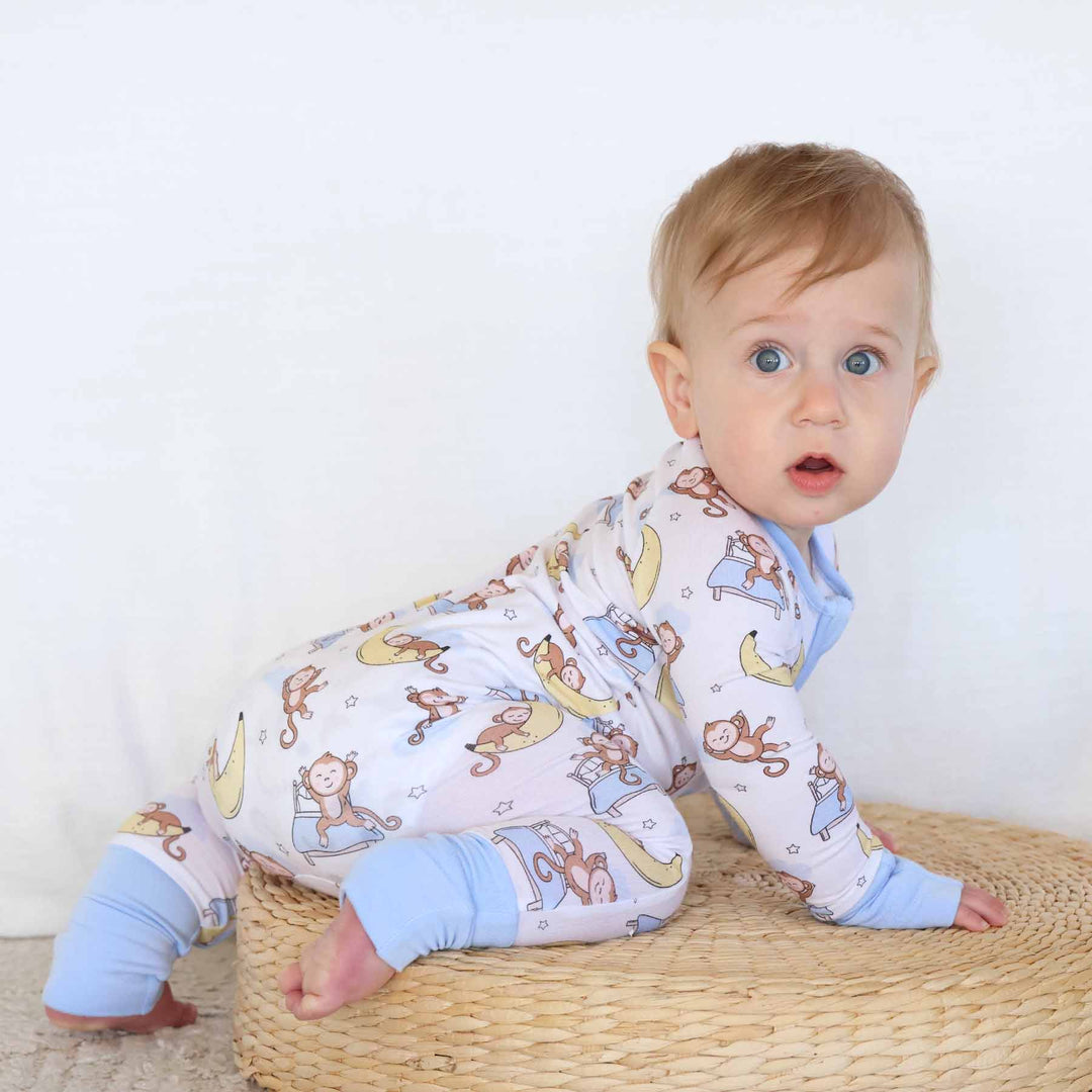 Monkey See, Monkey Snooze Convertible Zip Romper