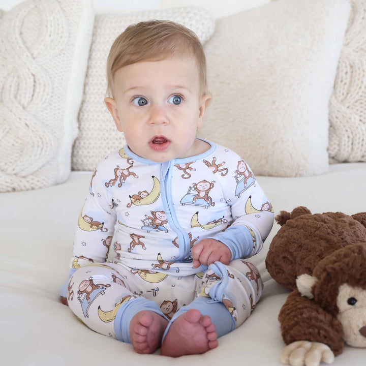 monkey pajama romper gender neutral