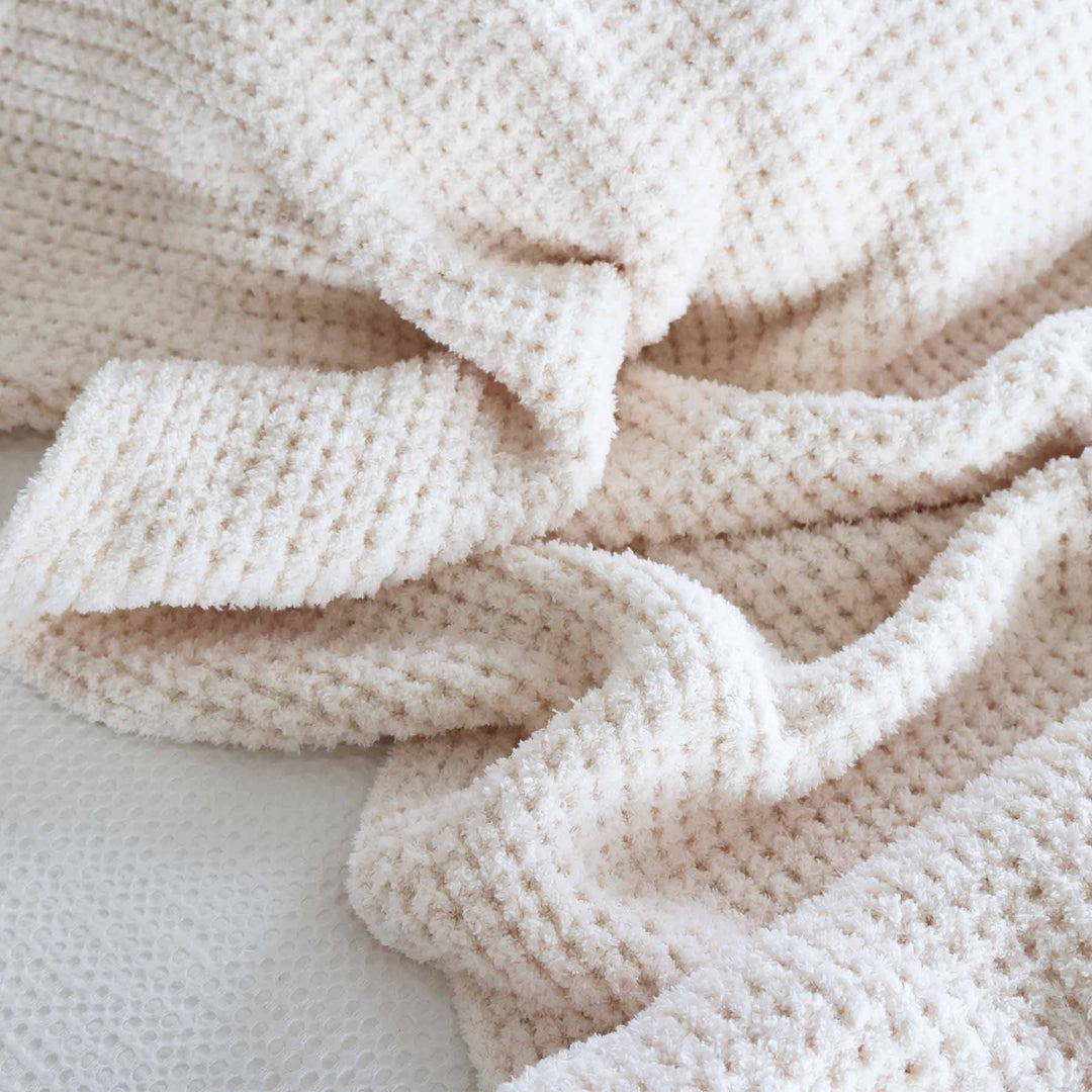 soft white waffle blanket 