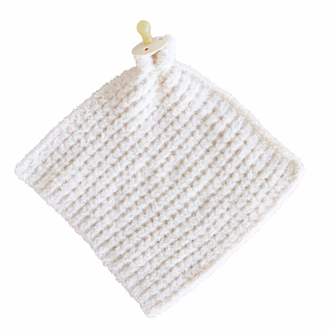 off white knit waffle lovey for babies