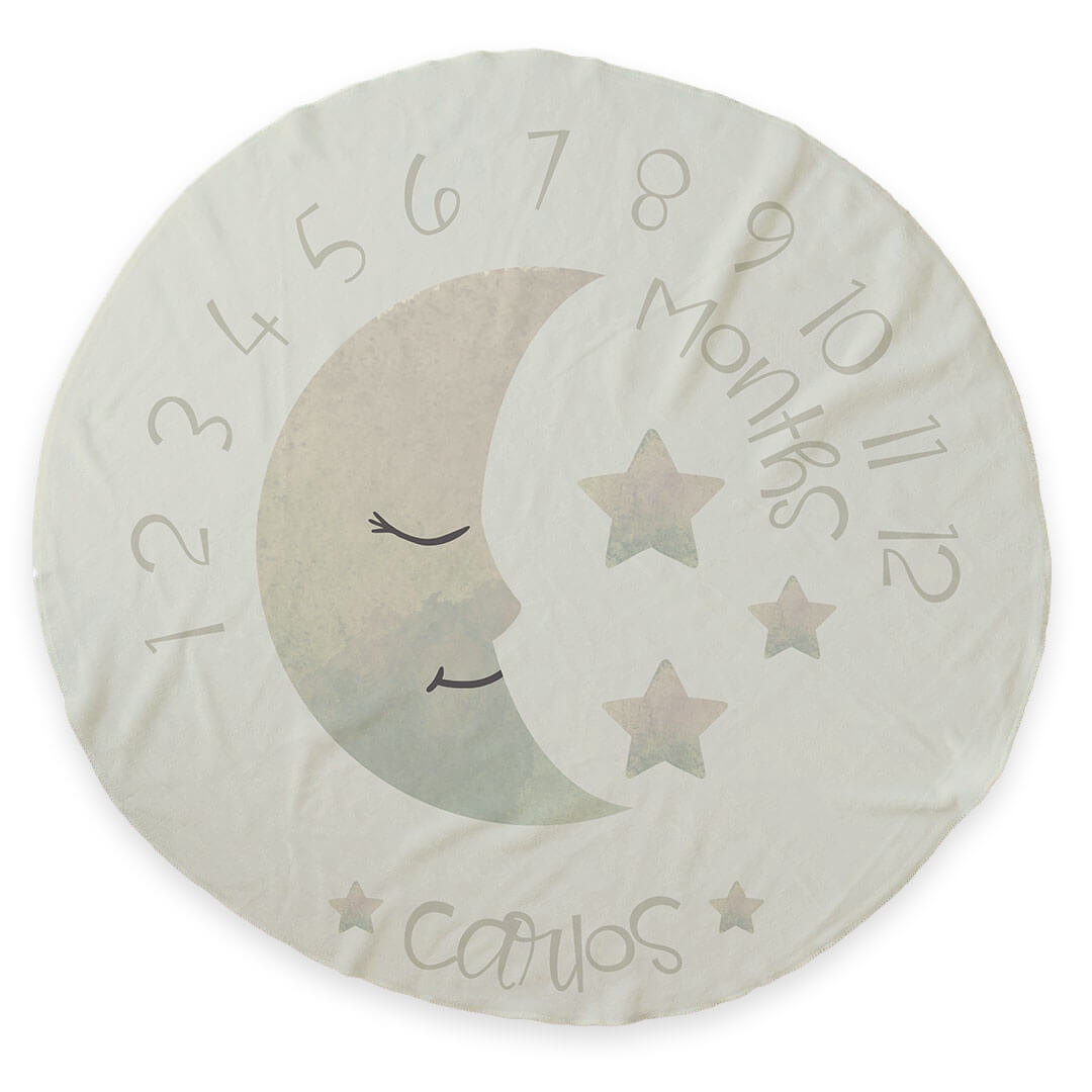 personalized round blanket moon