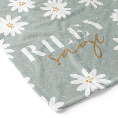 personalized toddler blanket soft green daisy 