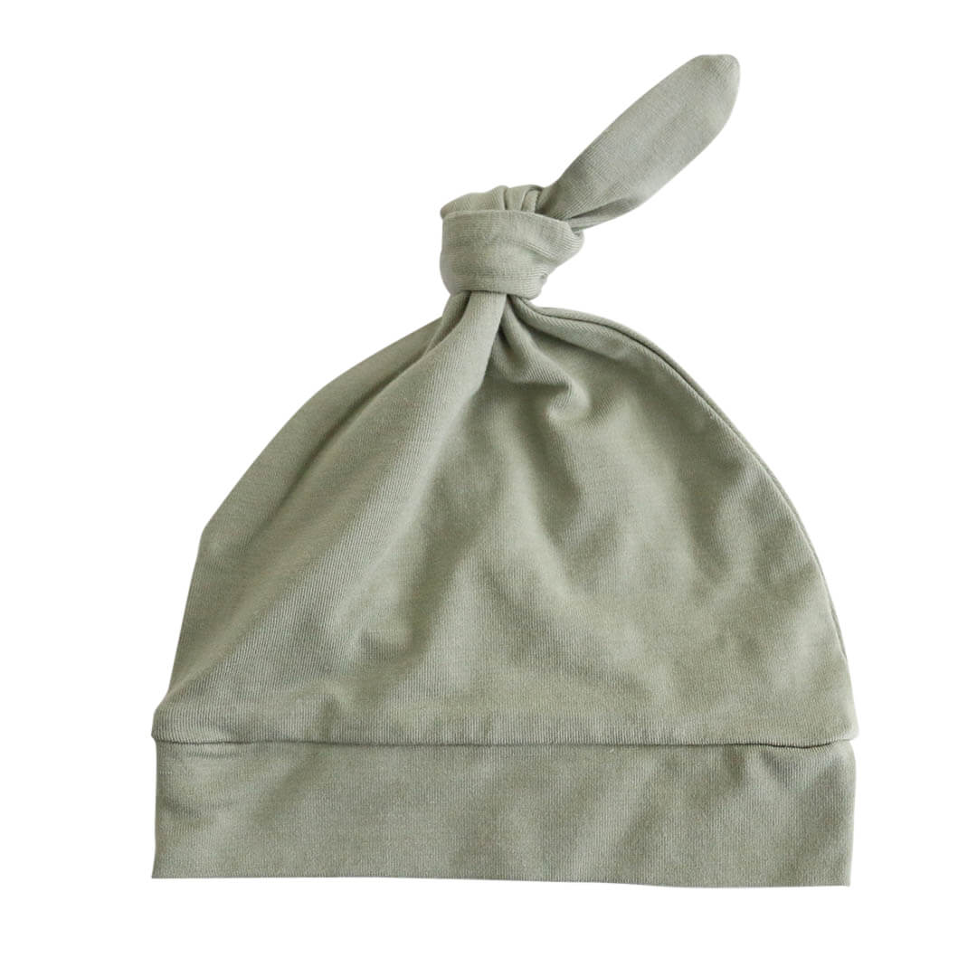 solid moss bamboo knotted hat 