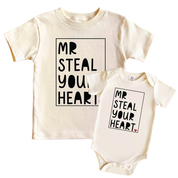 mr steal your heart kids tee and graphic bodysuit 