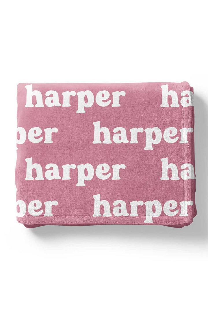 Personalized Mulberry Color Blanket with block font