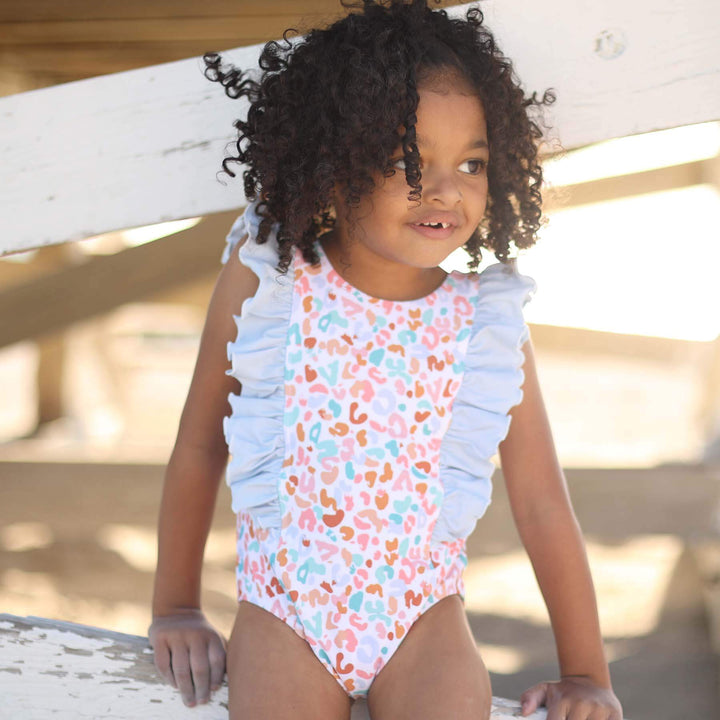 double ruffle one piece for girls happy spots 